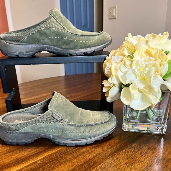 Timberland Smart Comfort System Green Suede Mule Clog Shoes Size 7.5 - Picture 2 of 6